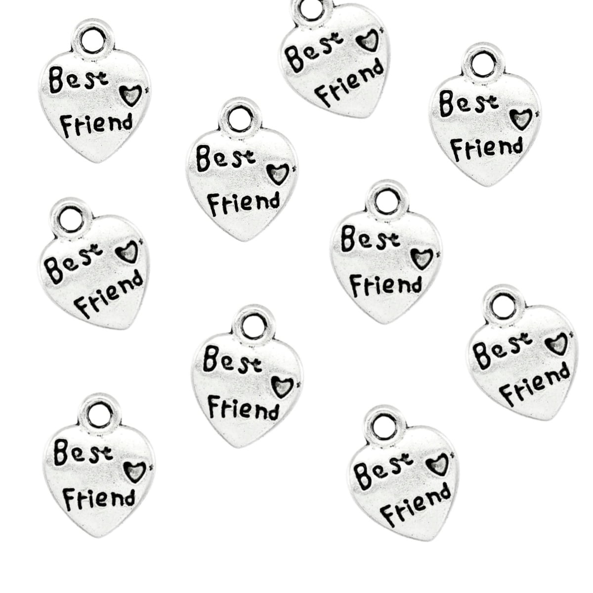 Antique Silver Best Friend Charm 10mm – Pack of 10