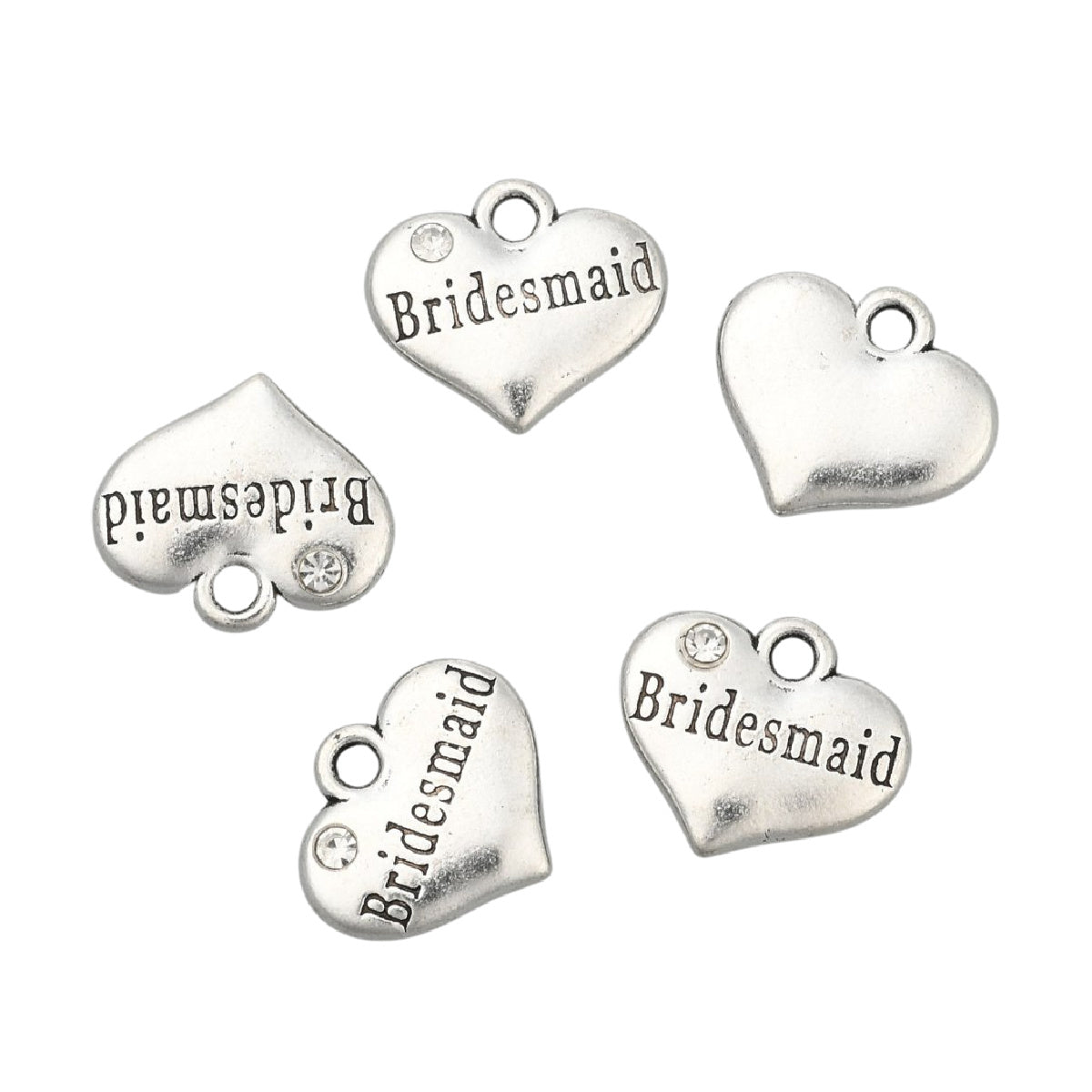 Silver Plated Bridesmaid Charms 14x16mm - Pack of 5