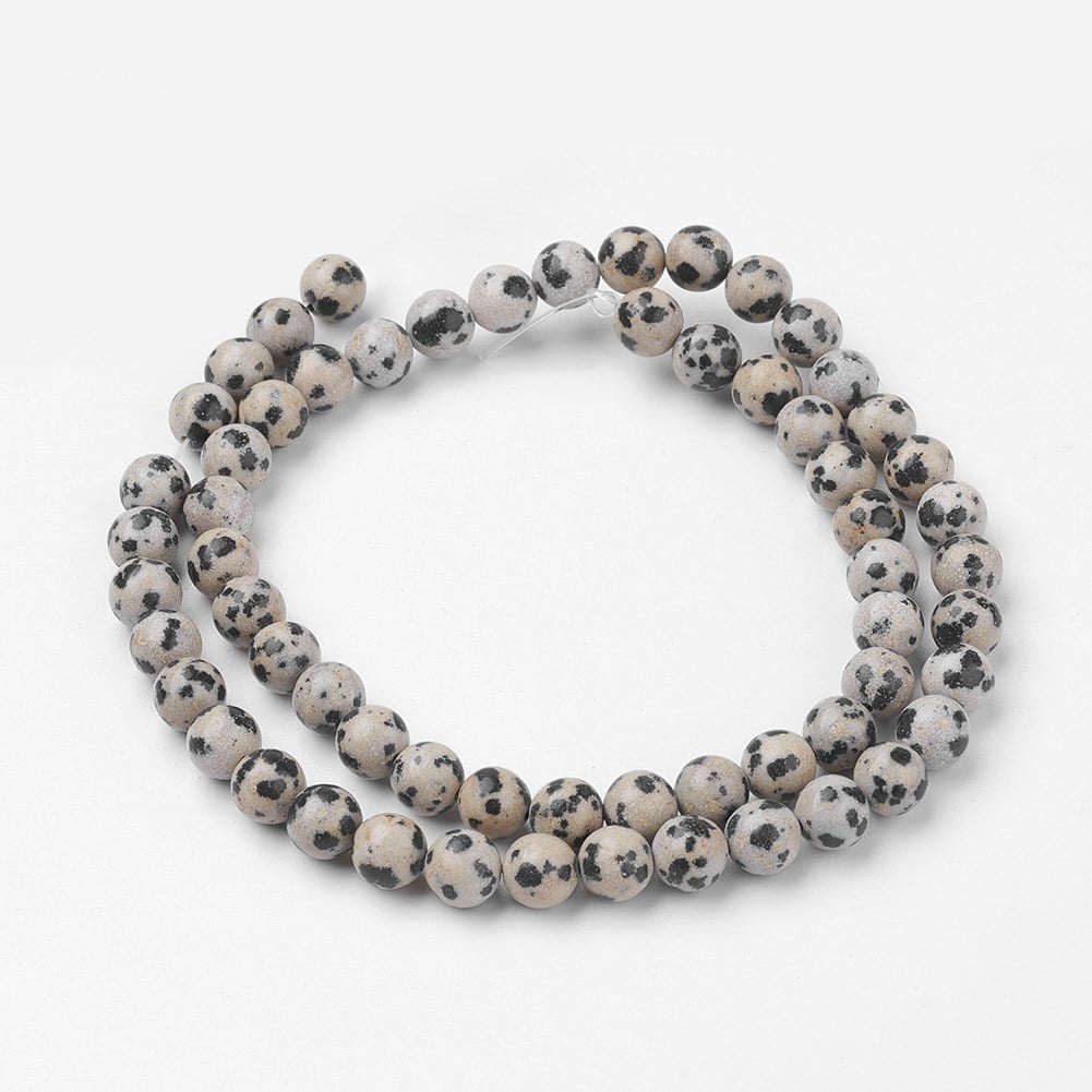 6mm Natural Mexican Dalmatian Jasper Round Bead Strand – Approx 60 beads