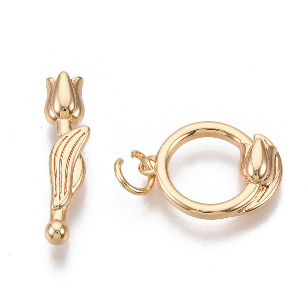 18k Gold Plated Tulip Toggle Clasp 16x12mm