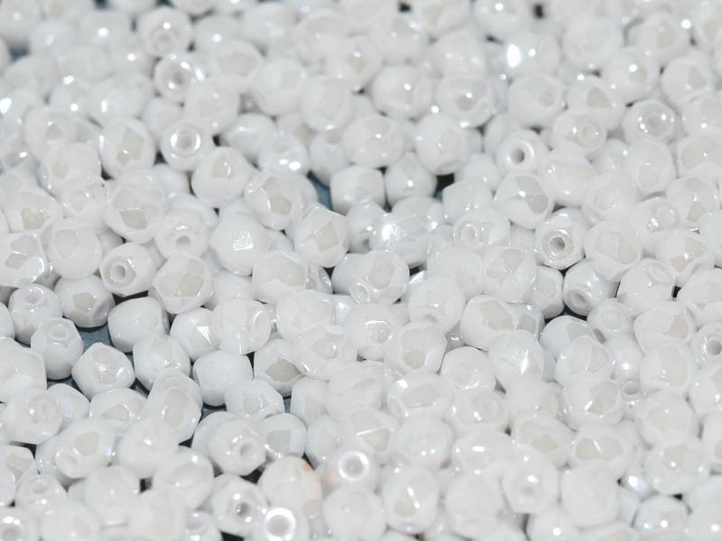 3mm Czech Fire Polish – 03000/21402 – Chalk White Shimmer x 100