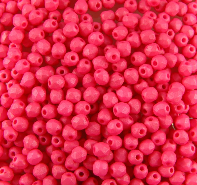 3mm Czech Fire Polish – 02010/29574 – Matte Watermelon x 100