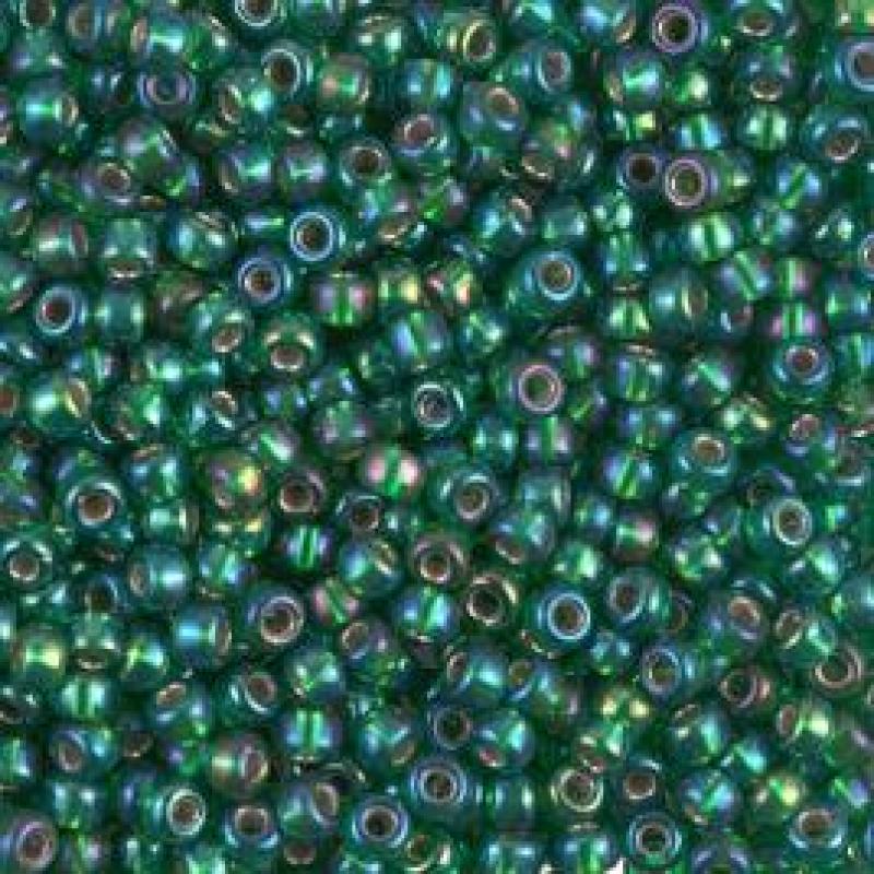 15/0 Miyuki Seed Beads - 5g Bag – Silver Lined Green AB - Colour 1016