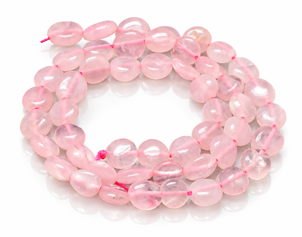 5-8mm Rose Quartz Smooth Nugget Bead Strand - Approx 14 Inches