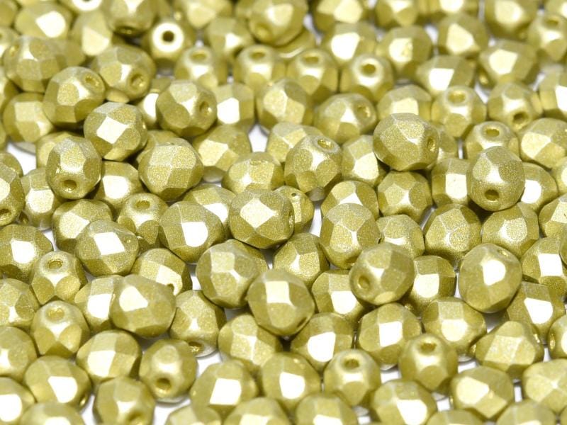 4mm Czech Fire Polish – 02010/29482 - Alabaster Metallic Lemongrass x 100