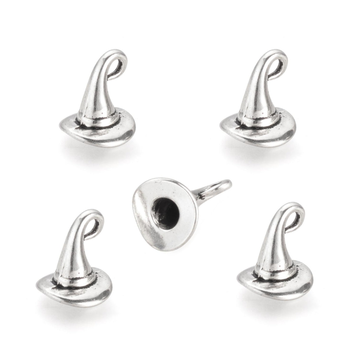 Silver Plated Witches Hat Charms 11x11mm - Pack of 5