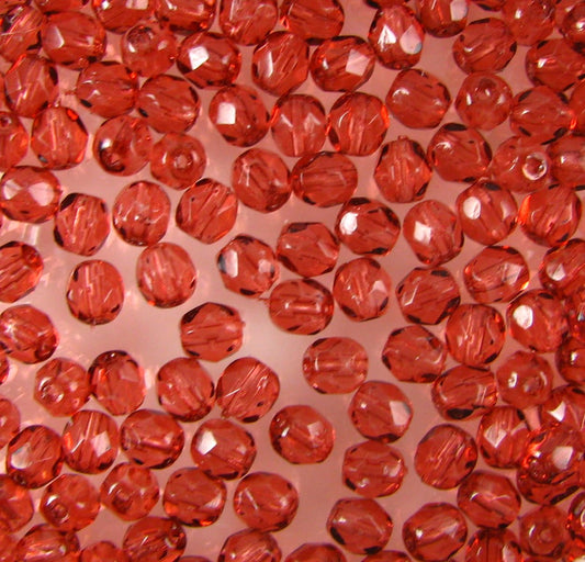 4mm Czech Fire Polish – 00030/45497 – Pale Garnet x 100
