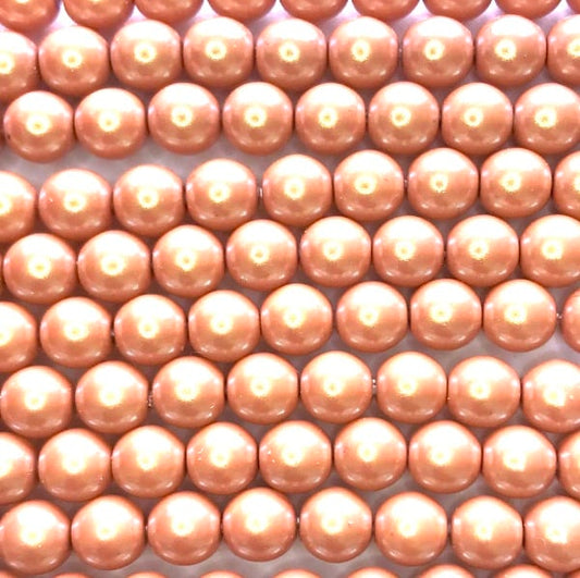 6mm Czech Round Glass Pearl Strand of 36 – 02010/30004 – Iridescent Carambola