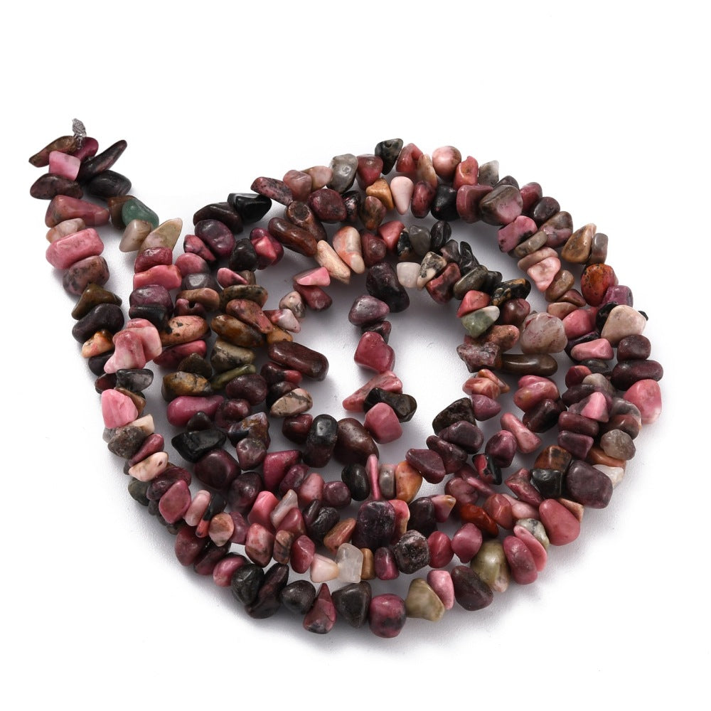5x8mm Natural Rhodonite Gemstone Chip Strand - 80cm Strand