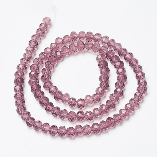 6x8mm Crystal Rondelle Bead Strand – Approx 62 Beads – Amethyst