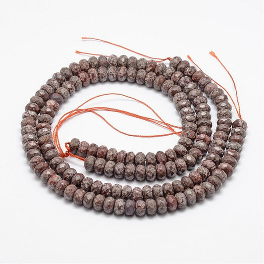 5x8mm Natural Brown Snowflake Obsidian Faceted Rondelle Bead Strand – Approx 75 beads.