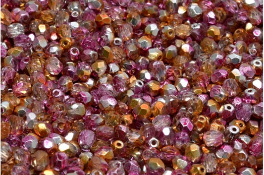 4mm Czech Fire Polish – 00030/48216 – Pink Gold Apollo x 100