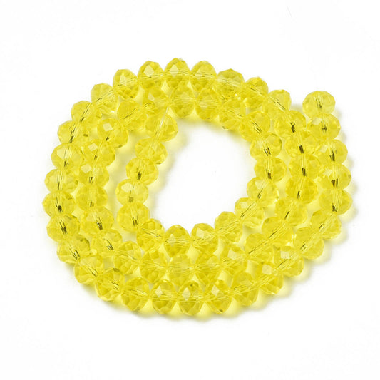 8x6mm Crystal Rondelle Bead Strand – Approx 60 Beads – Citrine Yellow