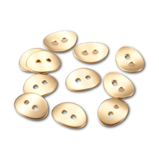 18k Gold Plated 10.5x14mm Oval Button (Great for using as clasps!) - Per Piece