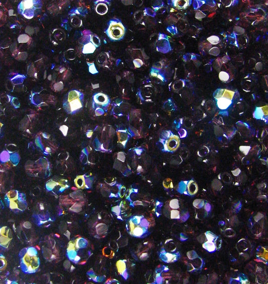 4mm Czech Fire Polish – 20060/28710 – Amethyst AB  x100