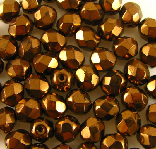 4mm Czech Fire Polish – 23980/14415 – Full Copper x 100