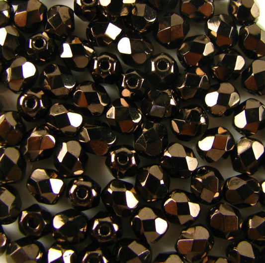 3mm Czech Fire Polish – 23980/14435 – Jet Copper Luster x 100