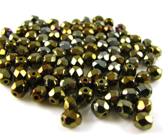 3mm Czech Fire Polish – 23980/21415 – Jet Nut Iris x 100