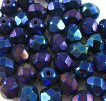 6mm Czech Fire Polish – 23980/21435 – Jet Blue Iris x 100