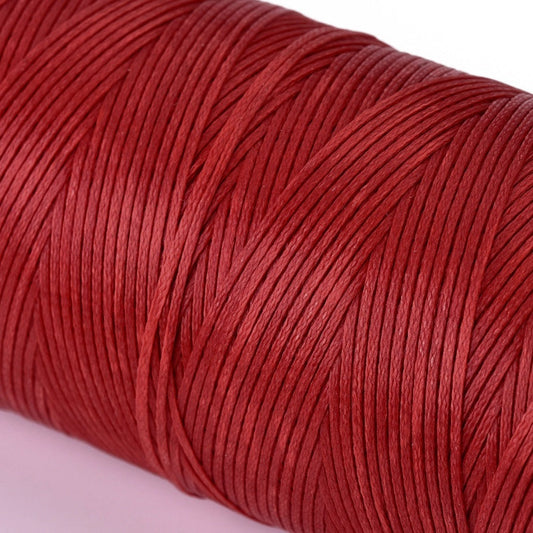 0.8mm Waxed Flat Polyester Cord - Spool of 20 Meters - Red