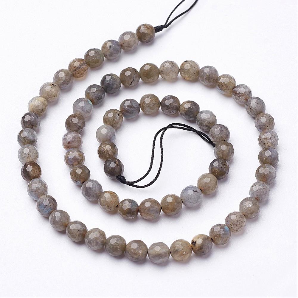 6mm Natural Faceted Labradorite Bead Strand - Approx 60 Beads