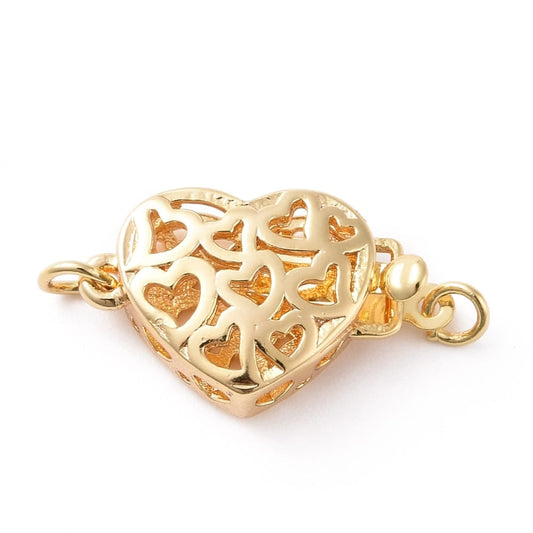 18k Gold Plated Heart Box Clasp 16.5x10.5mm
