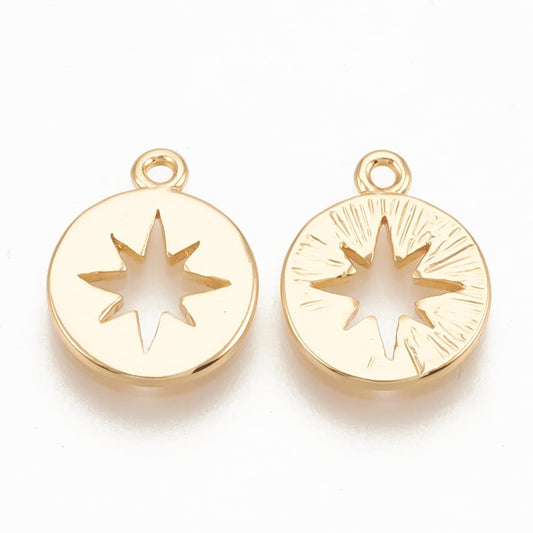 18k Gold Plated Star Charm 12x9.5mm - Priced Per Piece