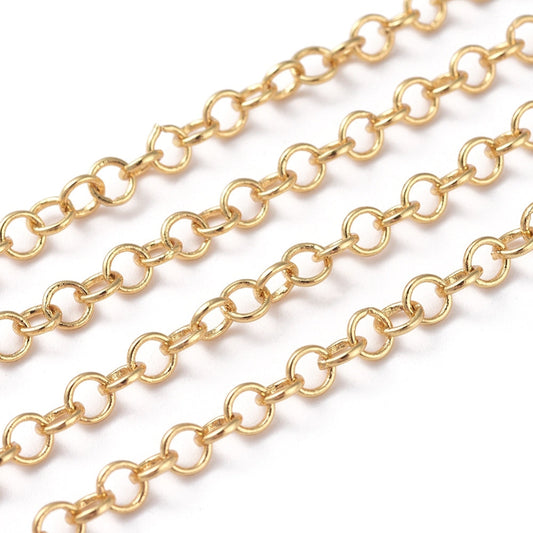 18k Gold Plated Rolo Chain 3.5x0.5mm – 1 meter