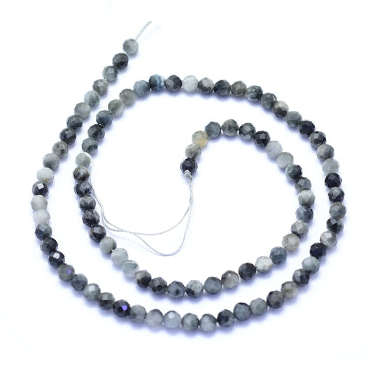 4mm Hawk's Eye Faceted Round Bead Strand - Approx 80 Beads.