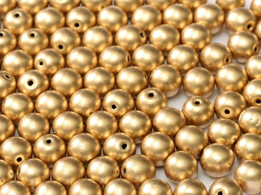 6mm Czech Glass Pearl Beads - 01710 - Pack of 50 - Light Gold Matte