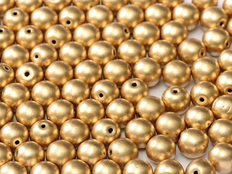 4mm Czech Glass Pearl Beads - 01710 - Pack of 100 - Light Gold Matte