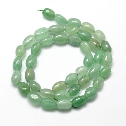 5-8mm Green Aventurine Smooth Nugget Bead Strand - Approx 14 Inches