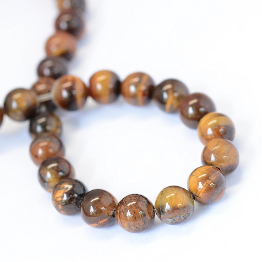 6mm Natural Tigers Eye Round Bead Strand - Approx 65 Beads