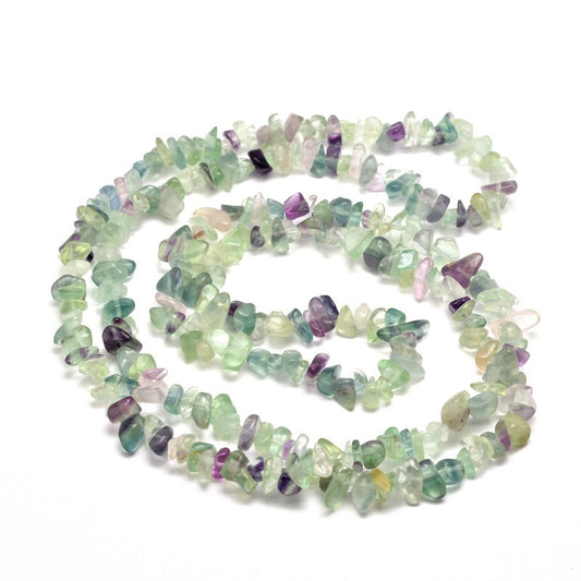 5x8mm Natural Fluorite Chip Beads – 78cm Strand