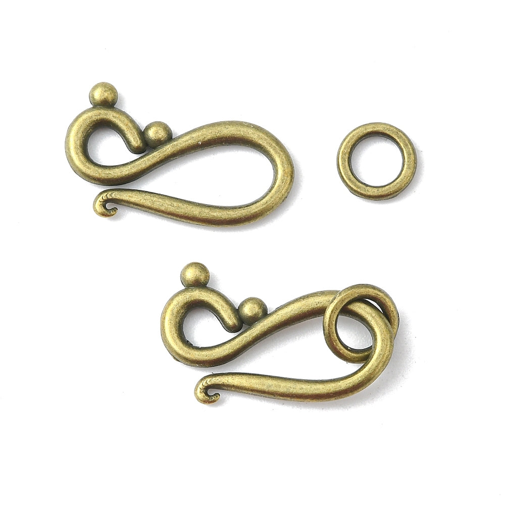Antique Brass Shephard's Hook Clasp 12x20mm - Pack of 1
