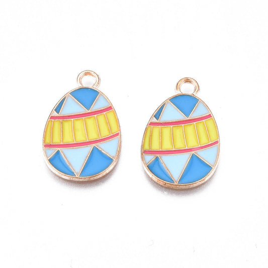 Gold Plated Enamel Easter Egg Charms 22x14mm - Pack of 2 - Yellow