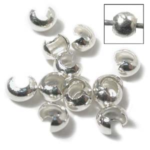4mm Crimp Cover - Sterling Silver Finding - Per Piece