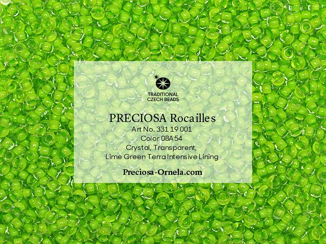 Preciosa 11/0 Seed Beads - Terra Intensive Lined - 20g Pack - Lime
