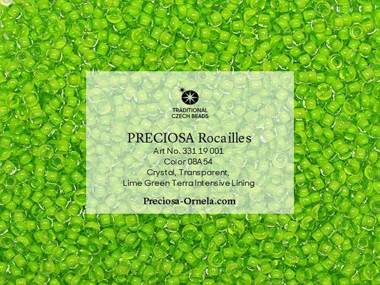 Preciosa 11/0 Seed Beads - Terra Intensive Lined - 20g Pack - Lime