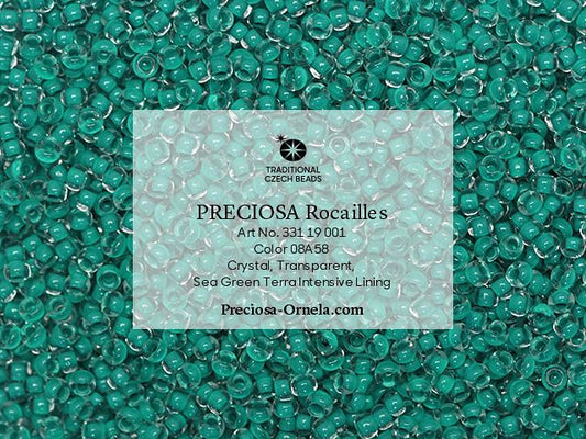 Preciosa 11/0 Seed Beads - Terra Intensive Lined - 20g Pack - Sea Green