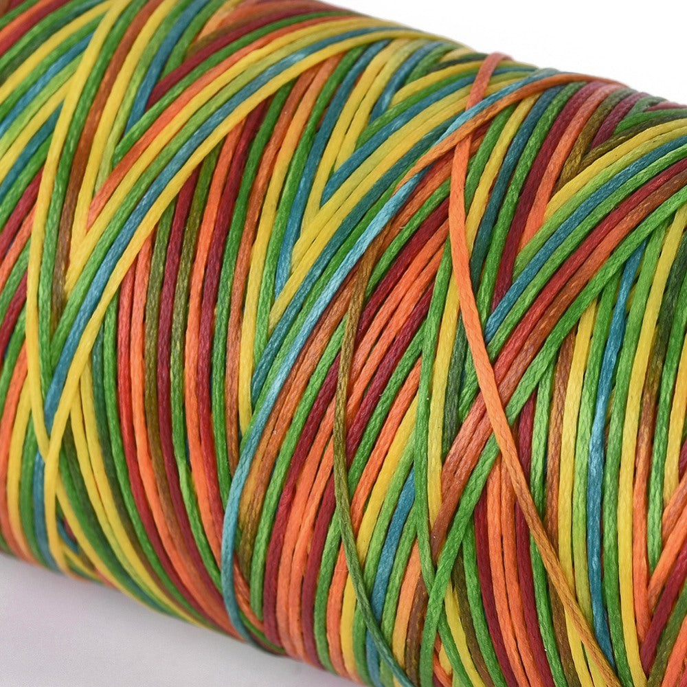 0.8mm Waxed Flat Polyester Cord - Spool of 20 Meters - Multi