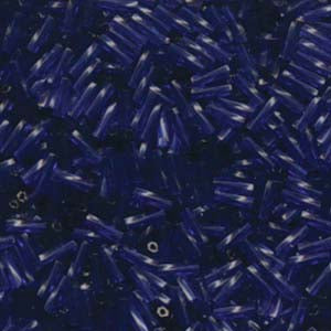 6x2mm Twisted Miyuki Bugle Beads 10g – Dyed Transparent Dark Cobalt