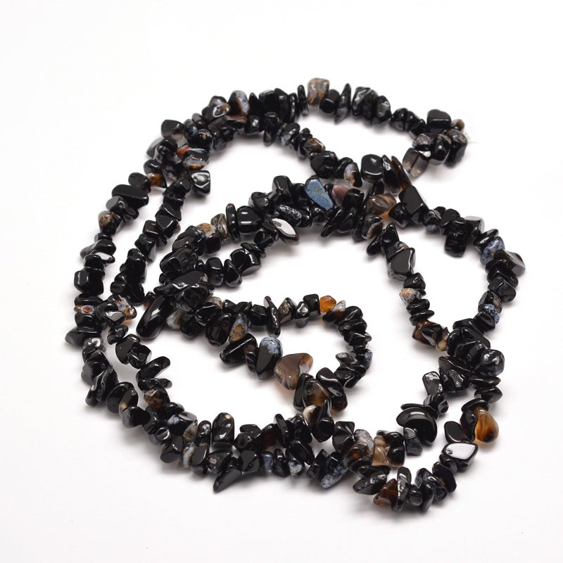 5x8mm Natural Black Onyx Chip Beads - 78cm Strand