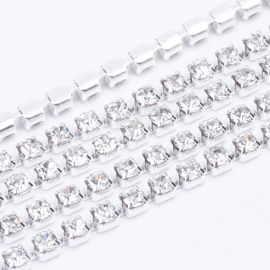 2mm Silver Plated Cup Chain – Crystal – 1m Length