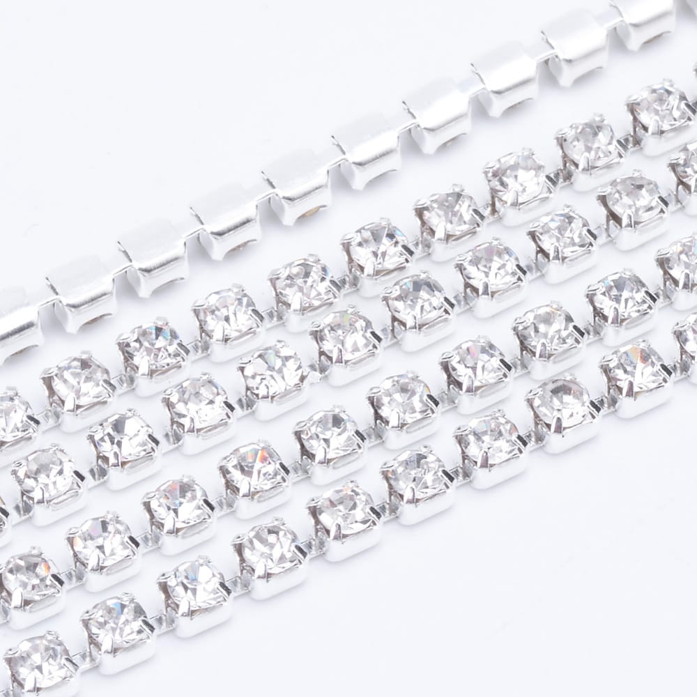 4mm Silver Plated Cup Chain – Crystal – 50cm Length