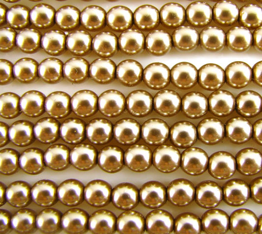6mm Czech Round Glass Pearl Strand of 36 - 70011 - Almond
