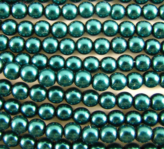 6mm Czech Round Glass Pearl Strand of 36 – 70035 – Teal