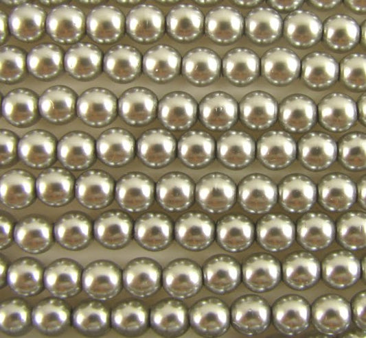 4mm Czech Round Glass Pearl - Bag of 100 – 70041 – Silver