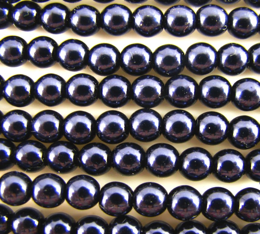 4mm Czech Round Glass Pearl - Bag of 100 – 70063 – Navy