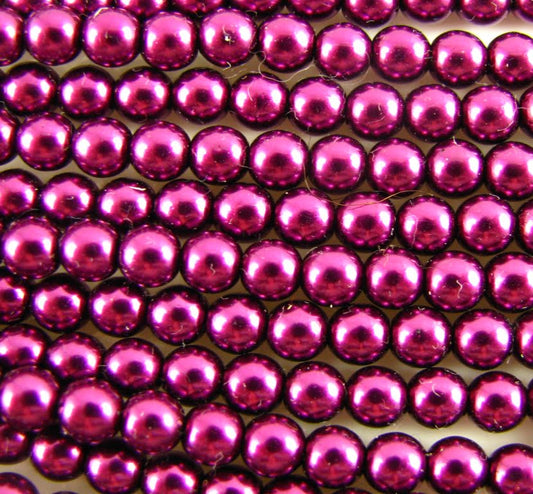2mm Czech Round Glass Pearl Pack of 100 – 70096 – Raspberry
